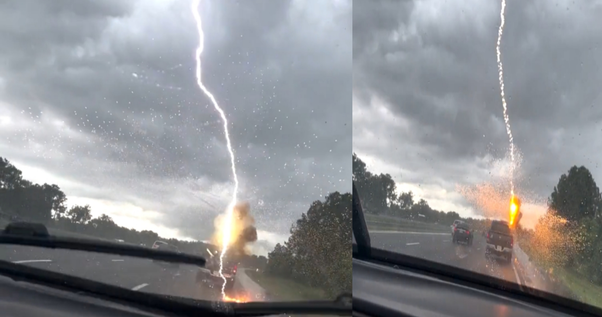 The wife caught the lightning falling from the sky in her camera, video viral on social media