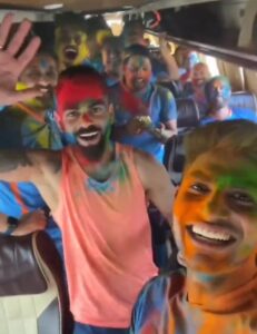 Team India was seen fully dressed in the colors of Holi, Rohit, Suryakumar and Virat looted the party